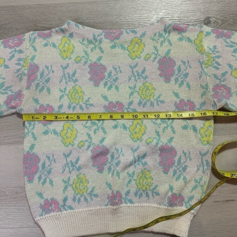 Vintage Snapdragon Floral Pastel Boatneck Sweater, Size Small - Picture 10 of 10